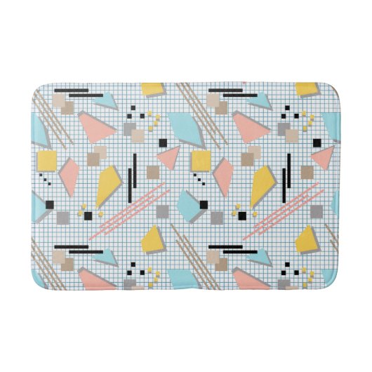 Schoolloze geometrische memphis vormt patroon s badmat (Voorkant)