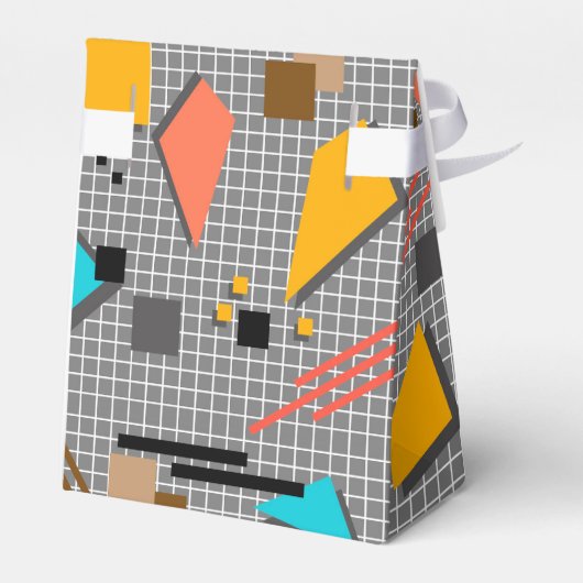 Schoolloze geometrische memphis vormt patroon s bedankdoosjes (Achterkant)