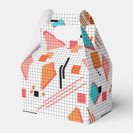 Schoolloze geometrische memphis vormt patroon s bedankdoosjes (Voorkant Zijde)