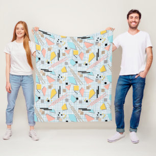 Schoolloze geometrische memphis vormt patroon s fleece deken