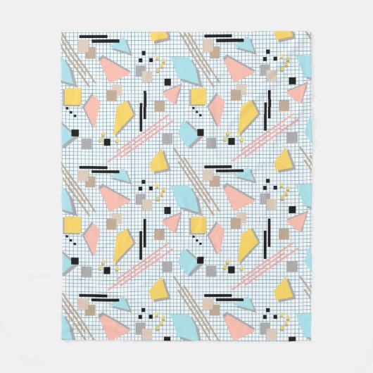 Schoolloze geometrische memphis vormt patroon s fleece deken (Voorkant)