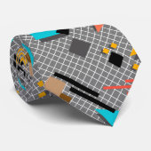Schoolloze geometrische memphis vormt patroon s stropdas (Opgerold)