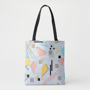 Schoolloze geometrische memphis vormt patroon s tote bag