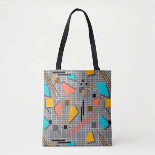 Schoolloze geometrische memphis vormt patroon s tote bag