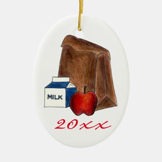 Schoollunch Apple Favoriete Teacher Gift Keramisch Ornament (Voorkant)