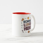 schoollunchheld tweekleurige koffiemok (Voorkant rechts)