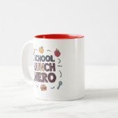 schoollunchheld tweekleurige koffiemok (Voorkant links)