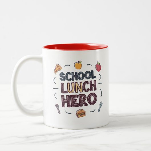 schoollunchheld tweekleurige koffiemok (Links)