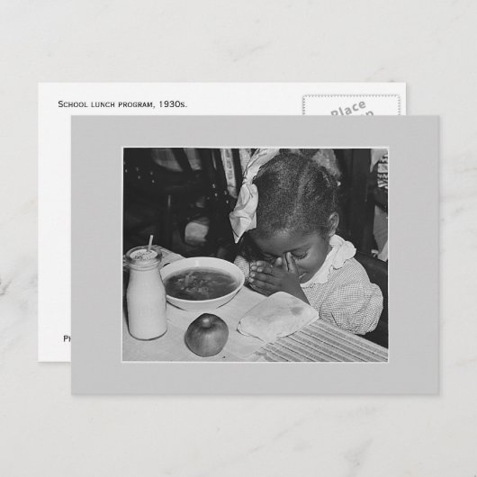 Schoollunchprogramma, jaren dertig briefkaart (Voorkant / Achterkant)