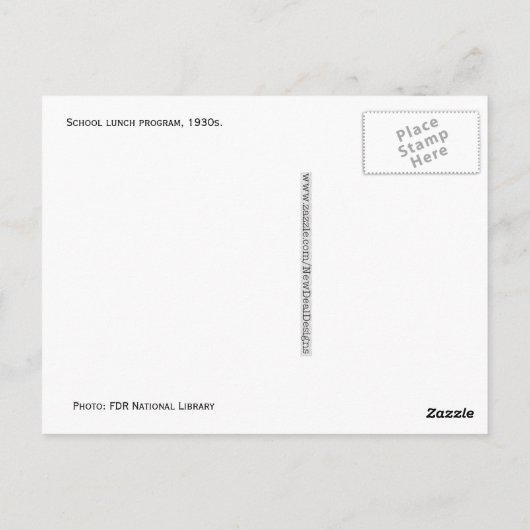 Schoollunchprogramma, jaren dertig briefkaart (Achterkant)