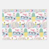 Schoolmeisje Blauw en gouden papierset Inpakpapier Vel (Voorkant)