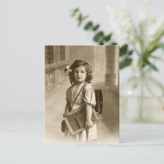  schoolmeisje briefkaart (Staand voorkant)