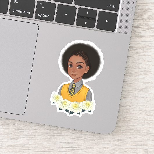 Schoolmeisje wijsheid zwart meisje natuurlijke haa sticker (Detail)