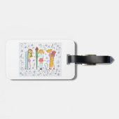 Schoolmeisjes met Oversized School Stationery Bagagelabel (Achterkant horizontaal)