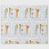 Schoolmeisjes met Oversized School Stationery Cadeaupapier (Vlak)