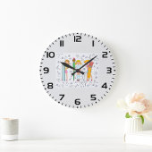 Schoolmeisjes met Oversized School Stationery Grote Klok
