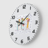 Schoolmeisjes met Oversized School Stationery Grote Klok (Hoek)