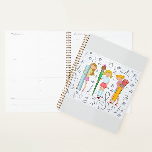 Schoolmeisjes met Oversized School Stationery Planner