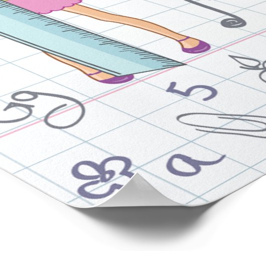 Schoolmeisjes met Oversized School Stationery Poster (Hoek)