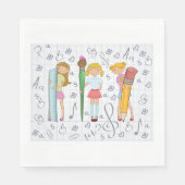 Schoolmeisjes met Oversized School Stationery Servet (Voorkant)