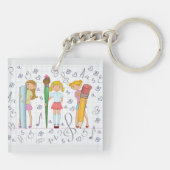 Schoolmeisjes met Oversized School Stationery Sleutelhanger (Achterkant)