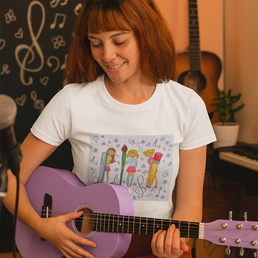 Schoolmeisjes met Oversized School Stationery T-shirt
