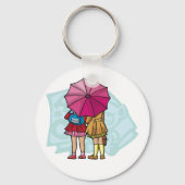 Schoolmeisjes onder een paraplu-Sleutelhanger Sleutelhanger (Voorkant)