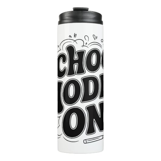 Schoolmodus: AAN! , typografie met Thermosbeker (Voorkant)