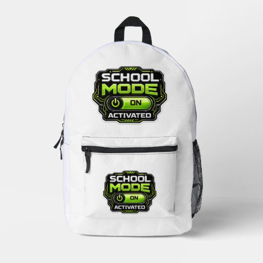 Schoolmodus geactiveerd Grappige Gamer Terug naar Bedrukte Rugzak (Voorkant)