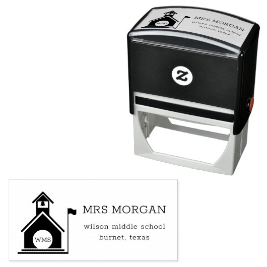  schoolmonogram, Rubber Stamp Zelfinktende Stempel (In situ)