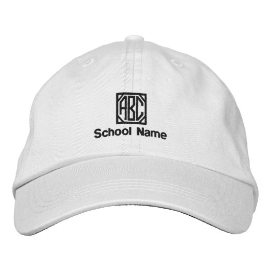 Schoolnaam, je Initialen - geborduurd Pet (Voorkant)