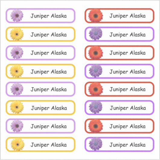 Schoolnaamlabels stickers Flowers Design (Voorkant)