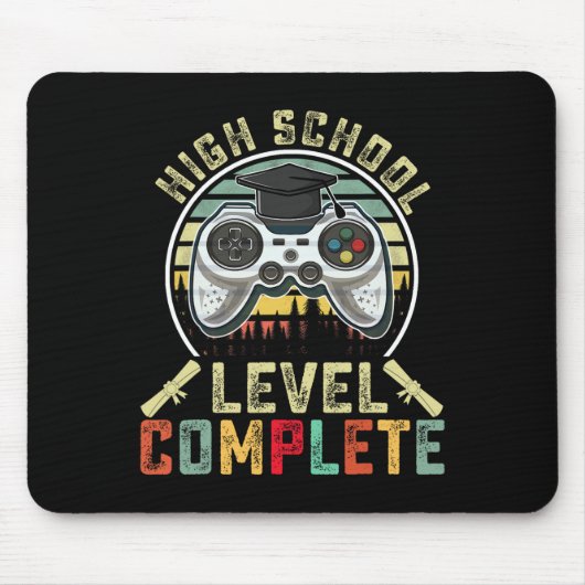 Schoolniveau Compleet Gamer School Afstuderen Gift Muismat (Voorkant)