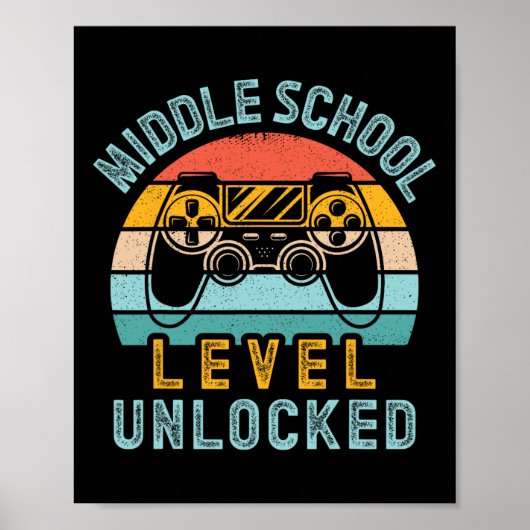 Schoolniveau ontgrendelde videogame terug naar sch poster (Voorkant)