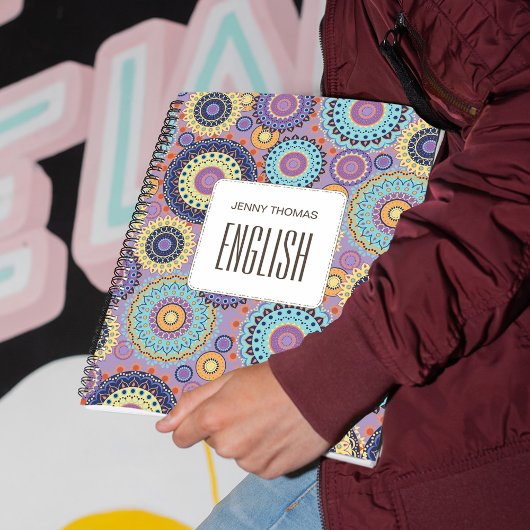 Schoolonderwerp Paarse gepersonaliseerde modern Notitieboek