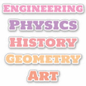 Schoolonderwerp Stickers, esthetisch Sticker (Voorkant)