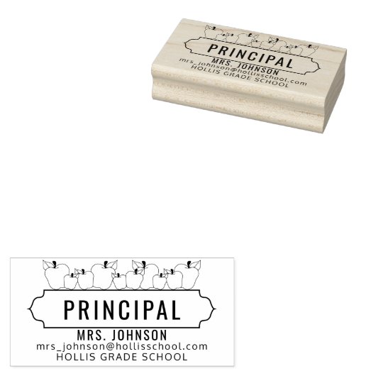 Schoolontwerp met appels rubberstempel (Gestempeld)