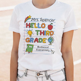 Schoolpapier & Krabbels Hallo Derde Klas T-shirt