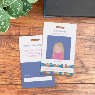 Schoolpersoneel ID-badge met grote foto Badge