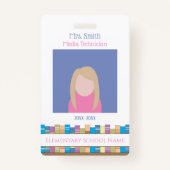 Schoolpersoneel ID-badge met grote foto Badge (Voorkant)