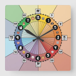 Schoolplankklok voor kinderen (Square) Vierkante Klok