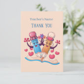 Schoolpotloden voegen naamssentiment toe Leraar Bedankkaart (Staand voorkant)