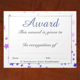 Schoolprestatie Award Peel-Off Sheets van een Notitieblok