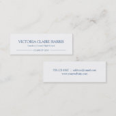 Schoolpride afstuderen naam marineblauw contactkaartje (Voorkant / Achterkant)