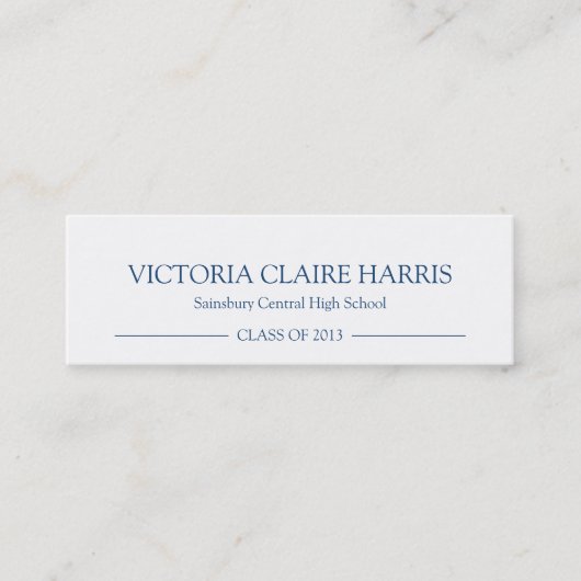 Schoolpride afstuderen naam marineblauw contactkaartje (Voorkant)