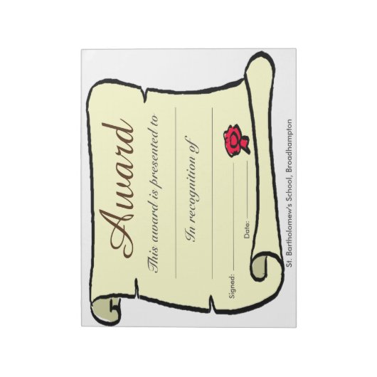 Schoolprijzen met lage kosten notitieblok (Linkerzijde)