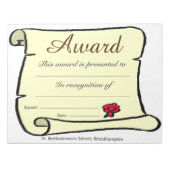 Schoolprijzen met lage kosten notitieblok (Voorkant)