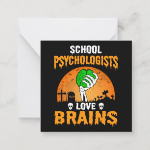 Schoolpsychologen houden van hersenen Halloween-ko Notitiekaartje