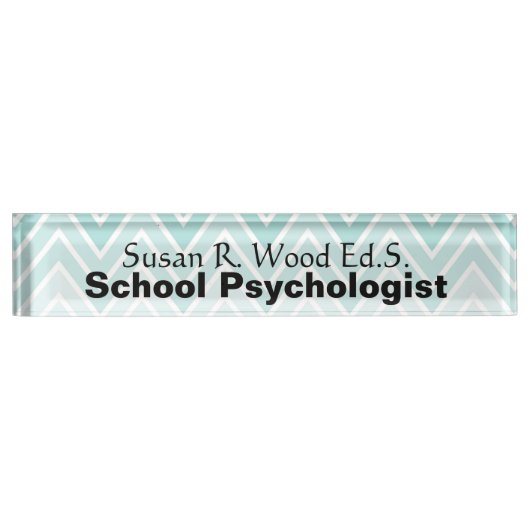Schoolpsycholoog Aqua Ombre Design Name plate Naambordje (Voorkant)