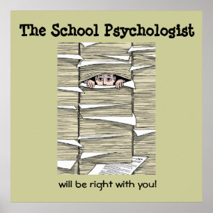 Schoolpsycholoog begraven in papierwerk (afdrukken poster